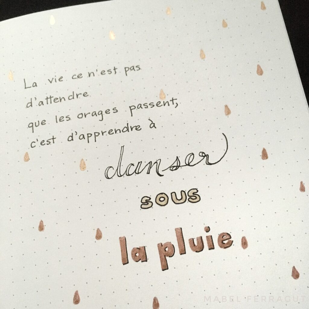 Seneca quote in French "La vie ce n'est pas d'attendre que les orages passent, c'est d'apprendre à danser sous la pluie."